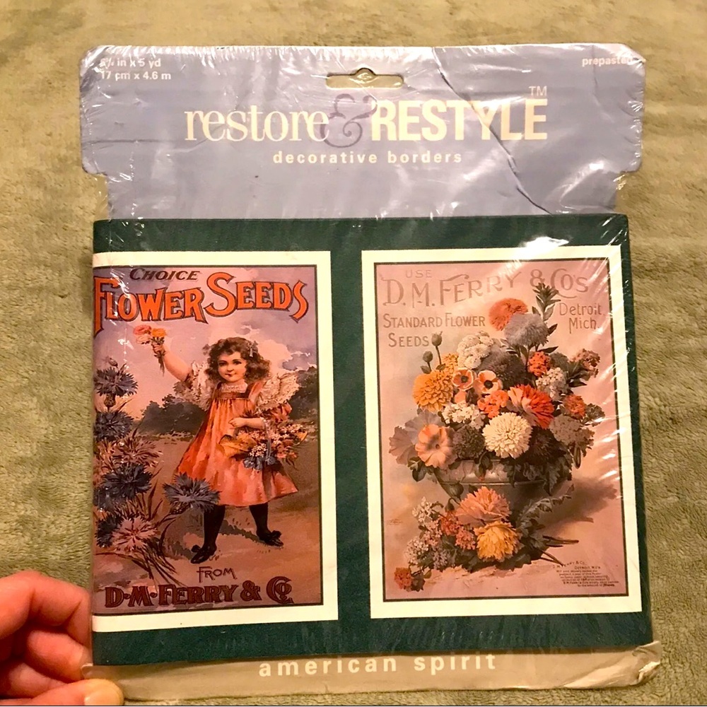 Vintage Flower Seed Packet Art Border Wallpaper